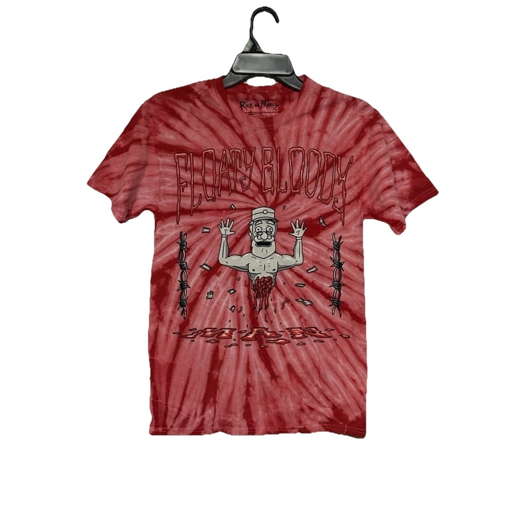Rick and Morty Floaty Blood Man Shirt Small Tie Dye Loot Crate Red Pink Tee